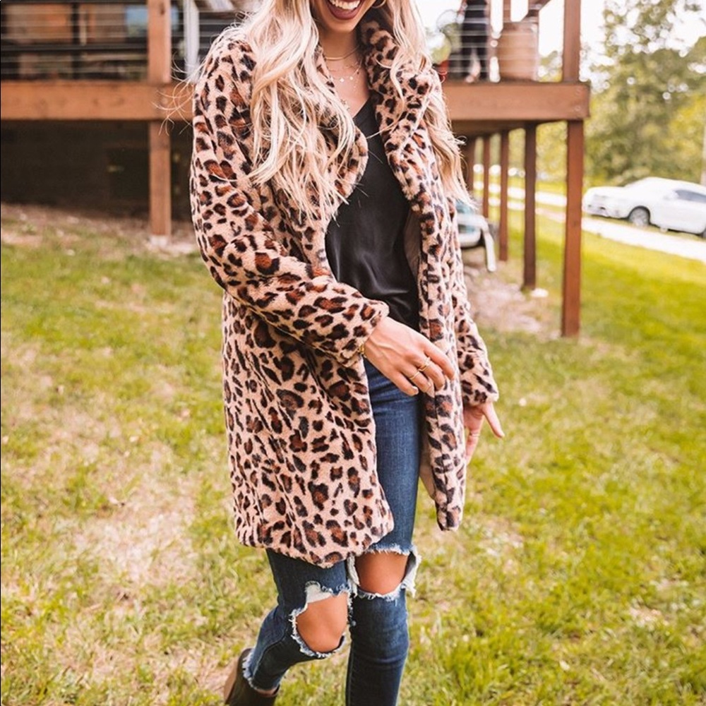 Great Gift! NEW COZY Leopard Animal Print Fancy Jacket Coat SMALL - Picture 8 of 13